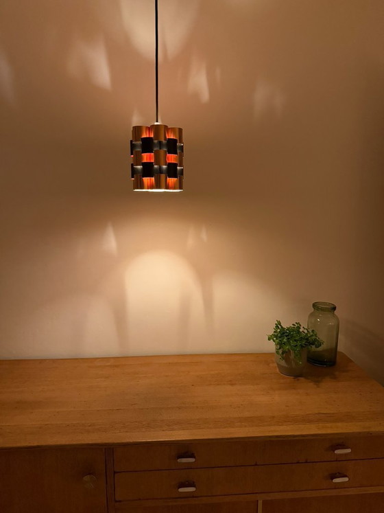 Image 1 of Vintage Werner Schou Coronell Elektro messing hanglamp – Deens design uit het midden van de 20e eeuw