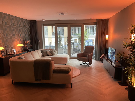 Image 1 of Pantini hoek bank leer/stof combinatie 