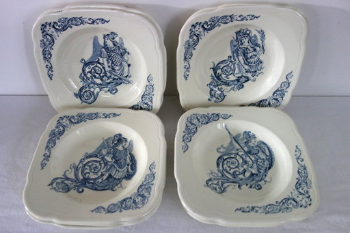 11 Terre de Fer Clairefontaine Renaissance-Teller aus dem 19. Jahrhundert