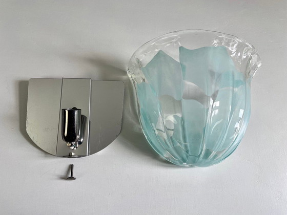 Image 1 of Applique murale en verre de Murano La Murrina des années 1980 avec incrustations d'aigue-marine. Mod. 691 Large.