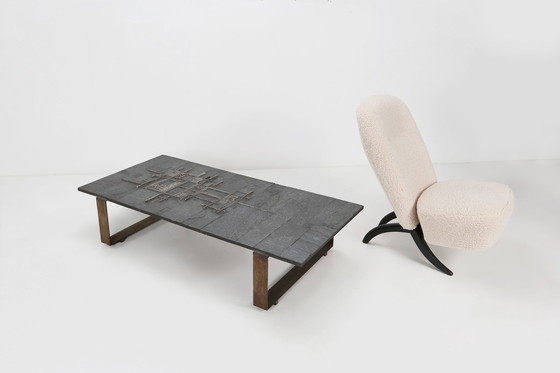 Image 1 of Table basse brutaliste signée faite à la main par Pia Manu, années 1960