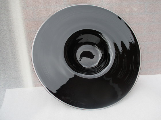 Image 1 of Large Bowl, 58 cm, 4.5 KG, Black With Transparent Piping, Made In Denmark