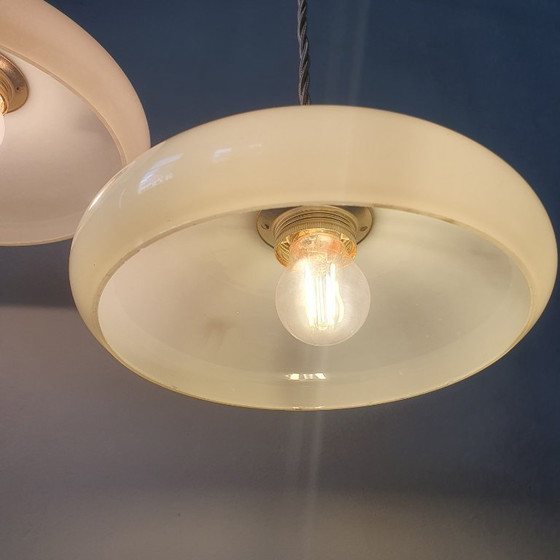Set di 2 Lampade a Sospensione Vintage in Opalina Marmorizzata – Metal (photo 19 of 22)