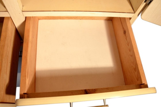 Formica kast met 4 deuren en 2 lades, wit met beige nerf, B78xD40xH175cm – Opbergkast, Metal, Wood (photo 6 of 11)
