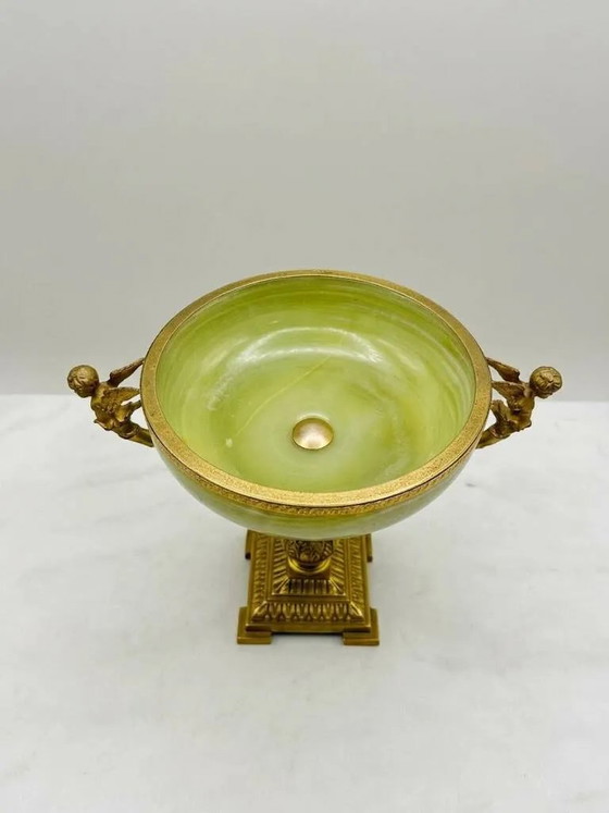 19e-eeuwse onyx en bronzen fruitschaal – Schalen, Art Nouveau (photo 3 of 6)