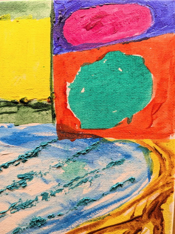 Image 1 of LYME REGIS ABSTRACT SEASCAPE NIGEL WATERS ORIGINAL ACRYLIC PAINTING SIGNED