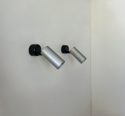 Paire d'appliques orientables en aluminium brossé, France, 1970