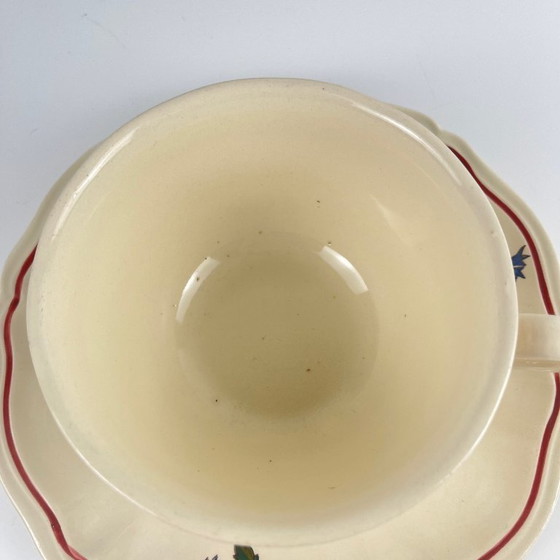 Image 1 of Breakfast cup and saucer, "Agreste", Sarreguemines, 1960