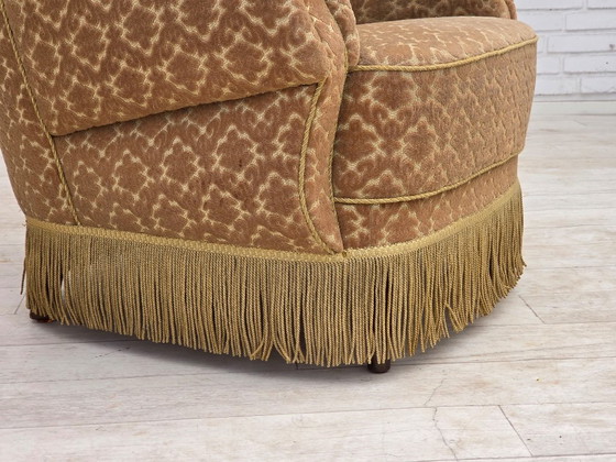 1960s, Danish Armchair, Furniture Velour, Beech Wood – Textile (photo 5 of 17)