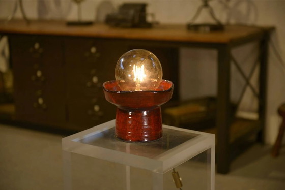 Lampada da tavolo in ceramica rossa di Guillerme e Chambron anni '80 – Guillerme & Chambron, Lampade da tavolo (photo 3 of 8)