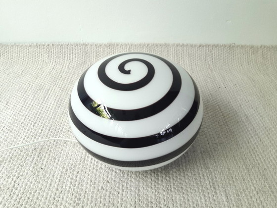 Image 1 of Large ILU di Vetro glass table lamp / floor lamp, model Zebra black and white glass, Italian glass Dutch design