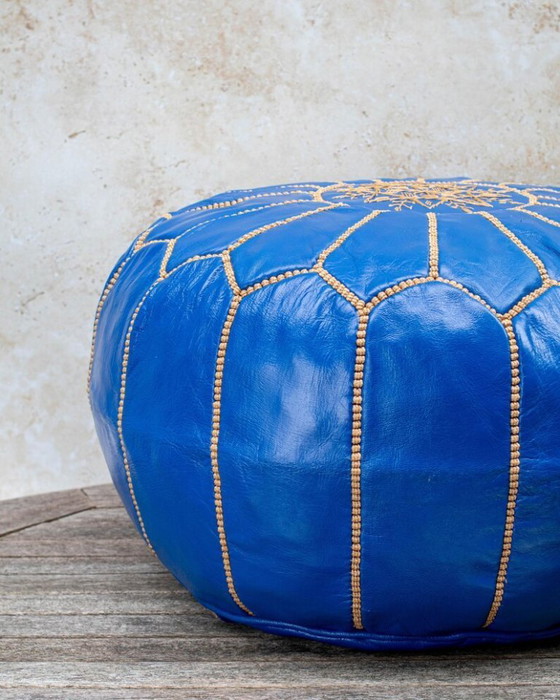 Image 1 of Pouf marocchini blu realizzati a mano