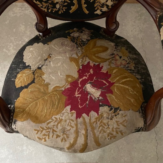 Poltrona Luigi XV con tappezzeria floreale – Poltrone, Tessile, Legno (photo 6 of 7)