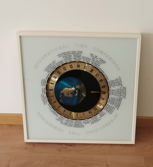 1980S "Time Comparison" World Clock – Unique 24-Hour International Time Wall Clock