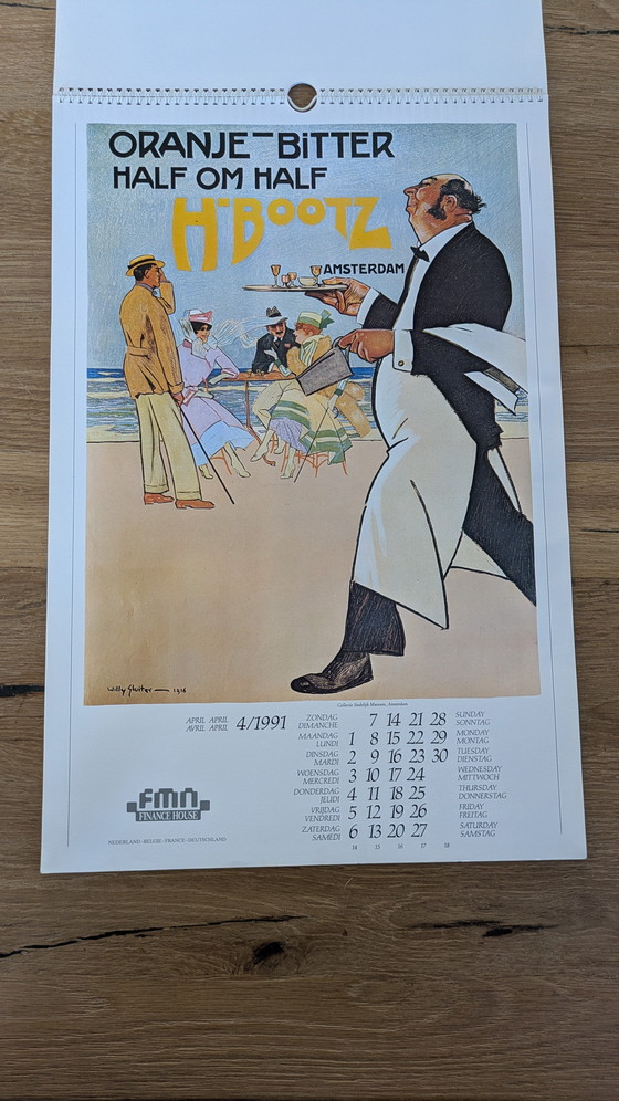 Image 1 of Poster vintage del calendario olandese del 1991 (società finanziaria)