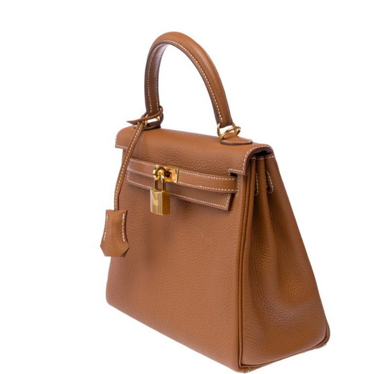 Image 1 of Sac HERMES Kelly 25 en Cuir Doré - 103311