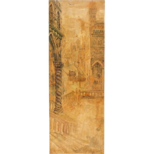 Vintage wood panel decal by Turin Aloisi De Cavero Girardi, Italy 1955