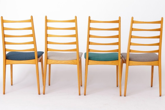 Image 1 of Set van 8 vintage eetkamerstoelen, Wenzel Duitsland jaren 70, beukenhout, mid-century modern