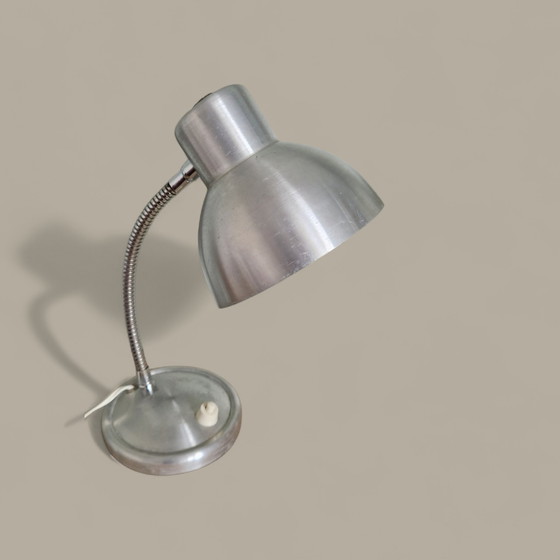 Image 1 of Industrial-style casserole-style lamp - Brushed aluminum - 1960s