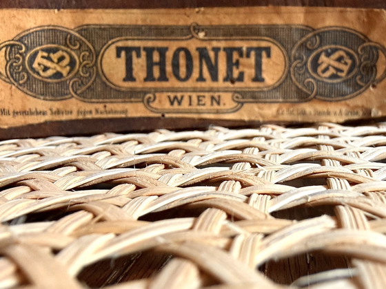 Image 1 of Seltene antike Thonet „Omega“ Modell 20, 5x Esszimmerstuhl aus Bugholz und Gurtband