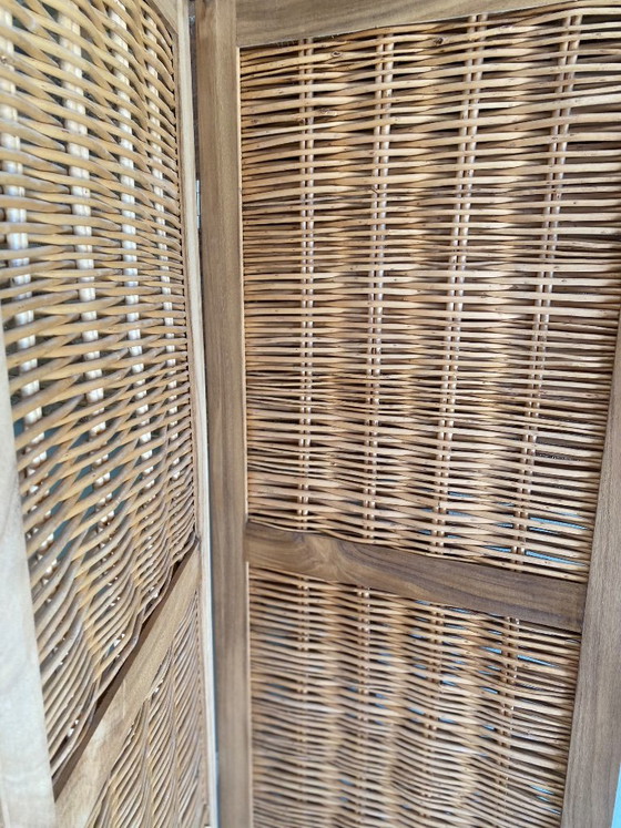 Woven Wicker 3-Panel Room Screen – Wood (photo 11 of 13)