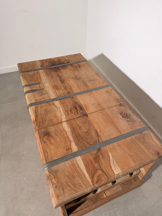 Coffre de rangement en teck avec casier à vin intégré – Meuble bar, Wood (photo 4 of 6)