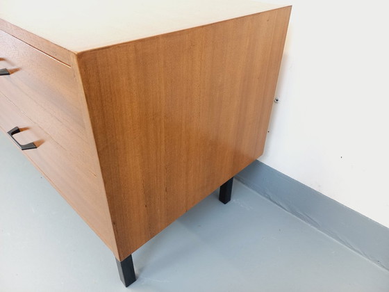 Image 1 of Small vintage modernist style sideboard in teak and metal from the 1960s