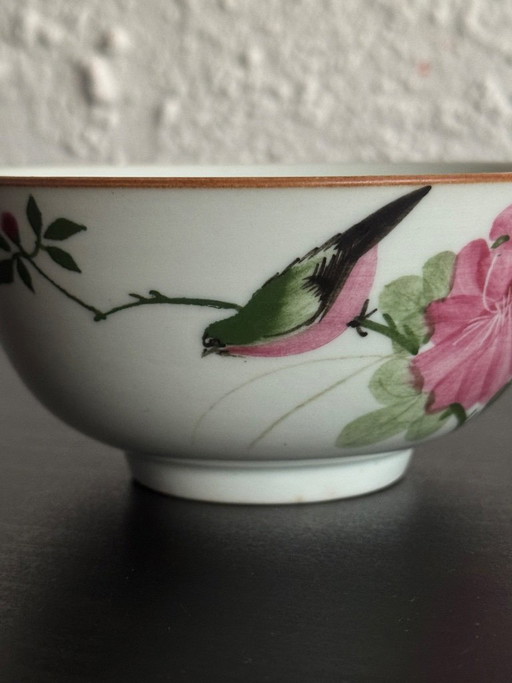 Ciotola vintage in porcellana cinese con uccellino – schalen, Porcelain