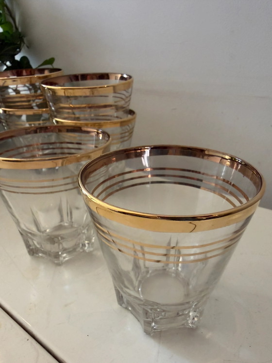 Verres à bord doré – Verres et carafes, Gold, Glass, Hollywood Regency (photo 4 of 6)