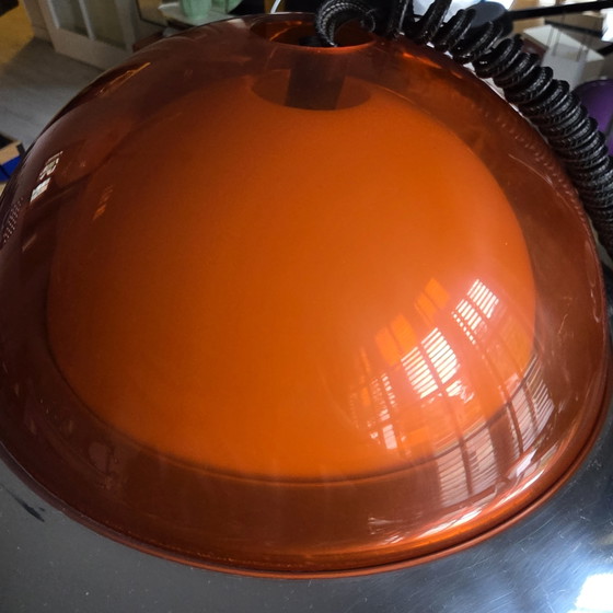 Image 1 of Dijkstra pendant lamp chrome-plated metal, orange plexiglass, UFO