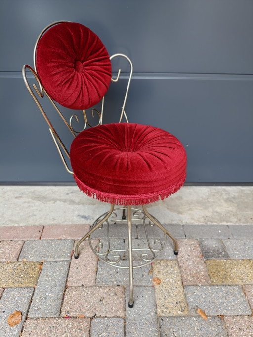 Hollywood Regency Boudoir Stoel - Jaren '50 – eetkamerstoelen, Textile