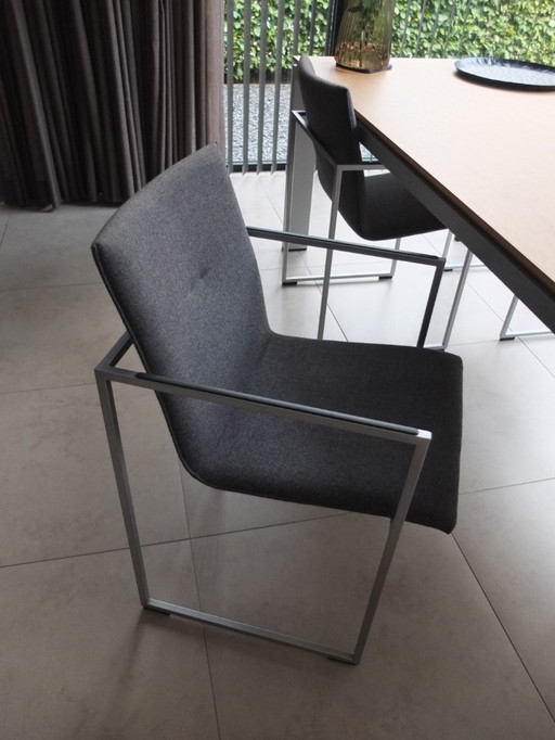  4 x chair Frame pearl chrome fabric flora186
