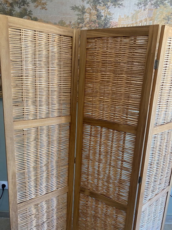 Woven Wicker 3-Panel Room Screen – Wood (photo 8 of 13)