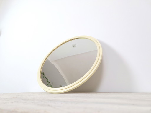 Bathroom round mirror/ Retro makeup mirror/ Plastic mirror/ 70s/ Vintage round wall mirror