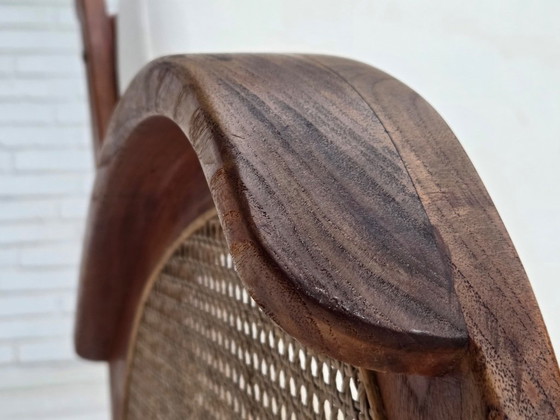 Image 1 of Anni '70, divano danese a 2 posti di Klaus Wettergren, tessuto di cotone, rete per mobili, legno di teak.