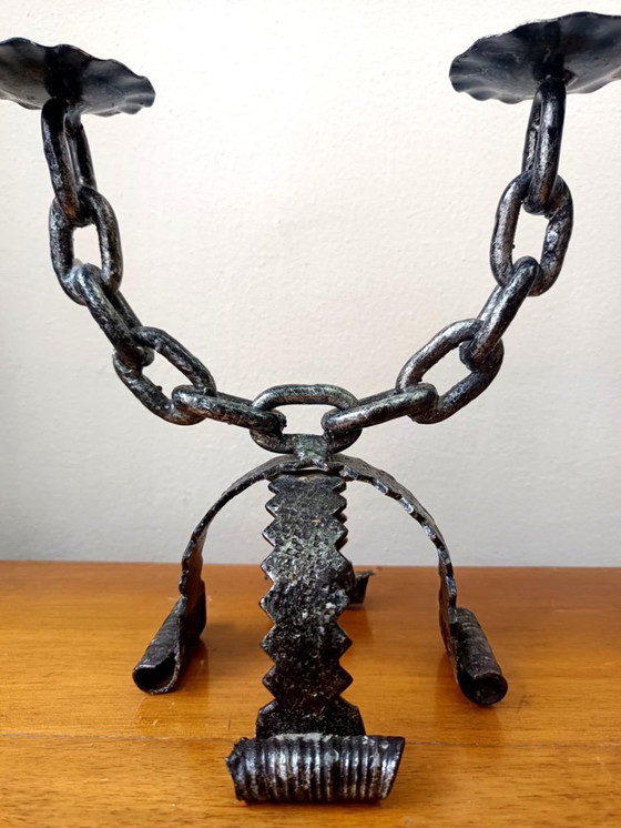 Image 1 of 2x portacandele a catena in ferro battuto Spagna