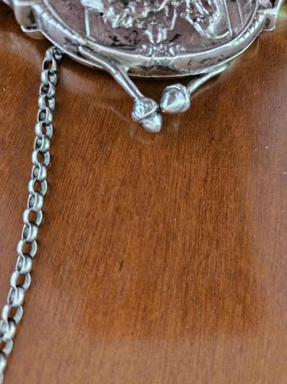 Monture de Sac Antique en Argent avec Scène de Café env. 1910 – Autres sacs, Tweed (photo 11 of 12)