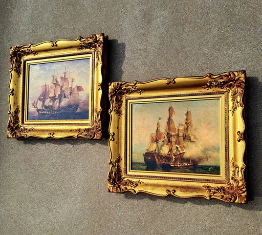 Louis Garneray, atribuido a - Captura de Kent/Captura de Lord Nelson