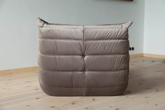 Togo fauteuil in warmgrijs fluweel – Michael Ducaroy, Textile, Velvet (photo 6 of 10)