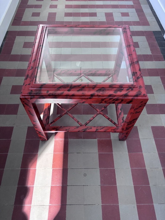 Image 1 of set of 2 Hollywood Regency Chinoiserie - faux Tortoise shell coffee tables