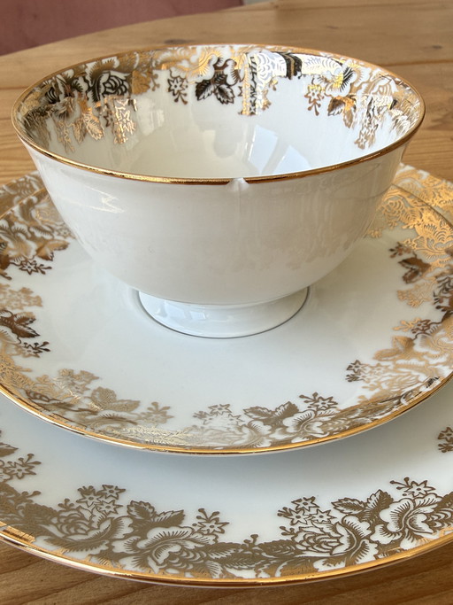 Vintage Mitterteich Bavaria Porselein Trio – Gouden Bloemen & Korneuburg