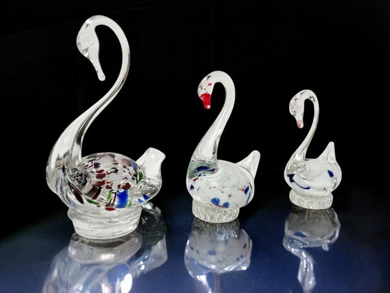 Image 1 of Satz von 3 originalen Muranoglas-Schwänen