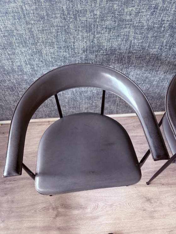 Image 1 of 4x poltrone vintage in pelle Fasem p40, Vegni & Gualtierotti, anni '90