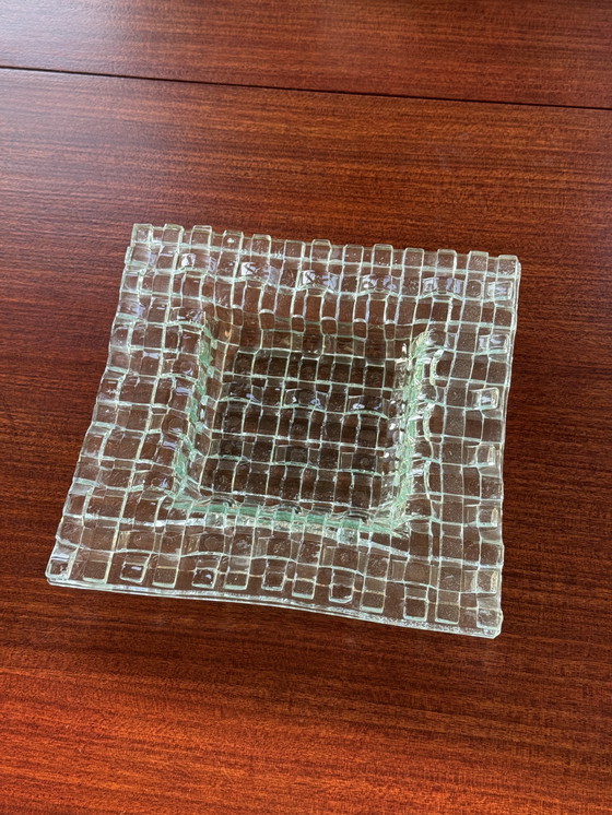 Image 1 of Bol design en verre - Verre d'art fusionné avec texture en bloc