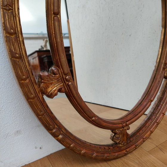 Image 1 of Vintage Golden Baroque Brocante Rococo facet mirror vanity mirror