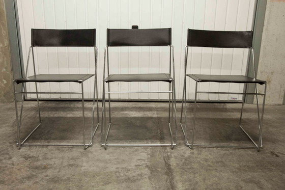 Image 1 of Vintage Nuova X-Line stoelen van Niels Jørgen Haugesen voor Hybodan AS, Denemarken, jaren 70, set van 3