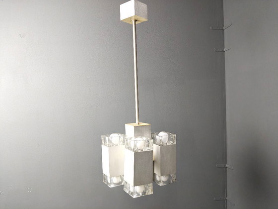 Image 1 of Lampadario cubico italiano vintage di Gaetano Sciolari, anni '70