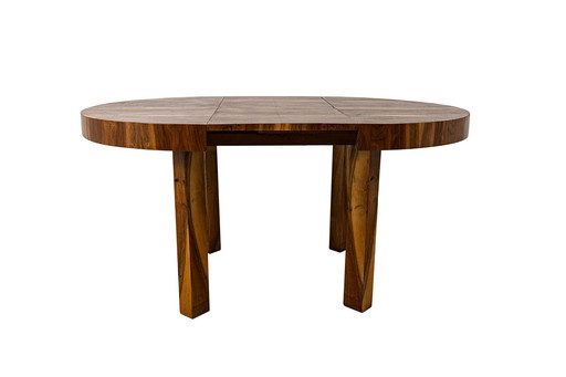 Round Extendable Dining Table, Poland, 1950s