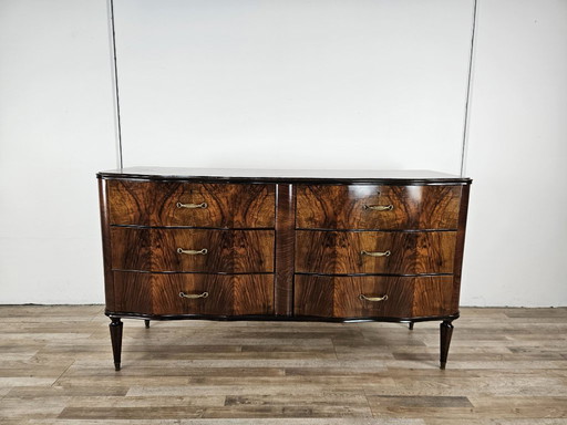 Commode Art déco des années 1950 en ronce de noyer