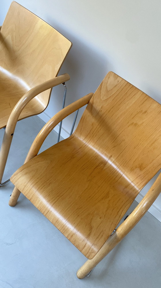 Twee Houten Thonet Stoelen – Eetkamerstoelen, Wood, Vintage (photo 6 of 9)